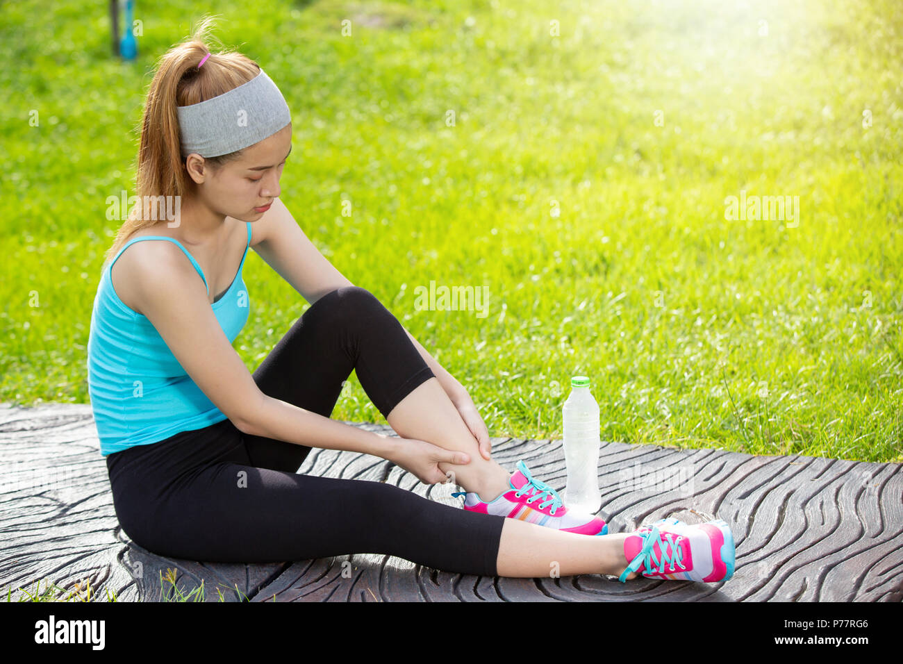 Ankle injury girl exercise Stock Photo Alamy