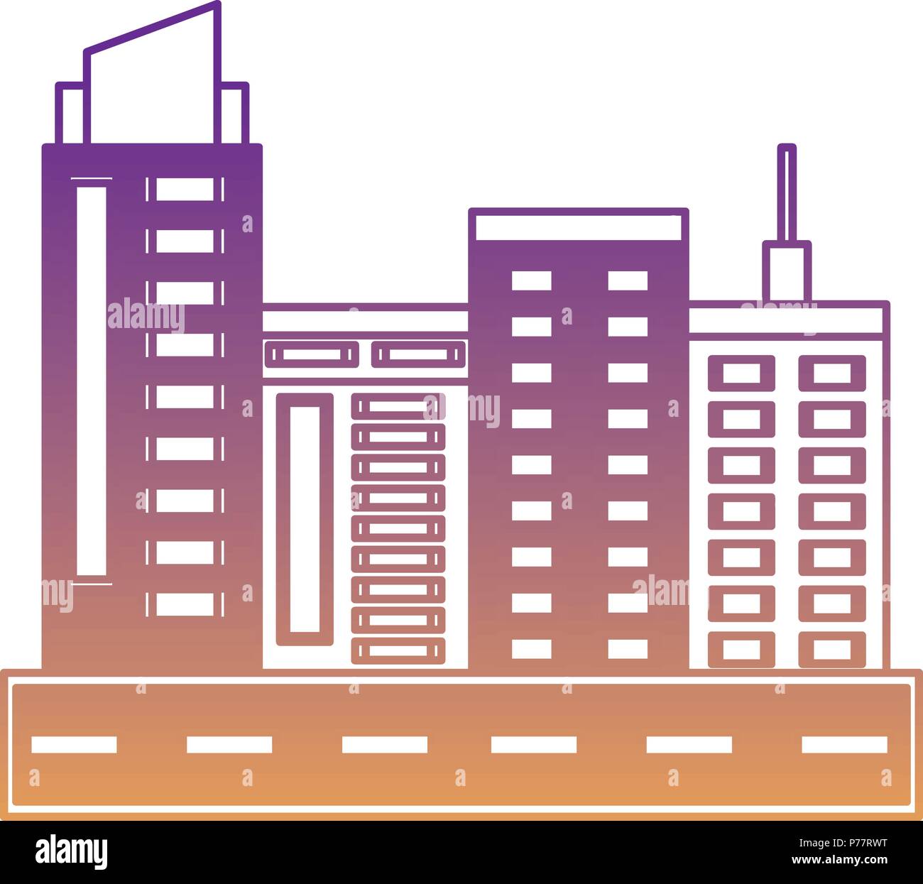 street with city buildings icon over white background, vector ...