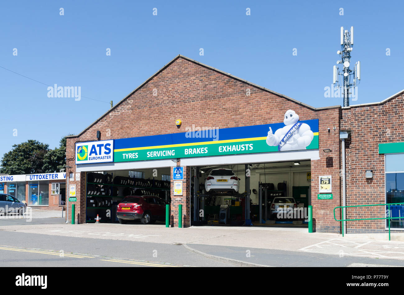 ATS Euromaster tyre and exhaust depot in Uttoxeter, Staffordshire Stock Photo