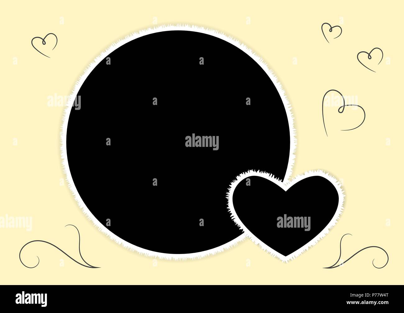 Romantic round photo frame with a heart for the wedding and lovers ...