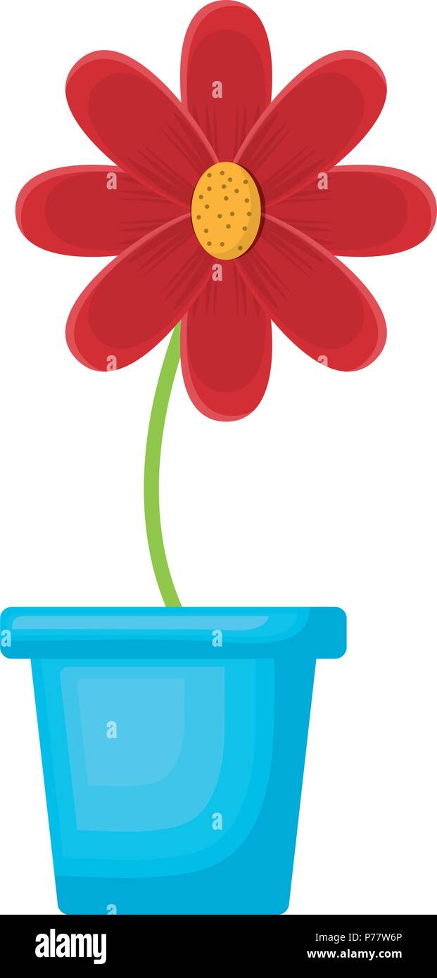 Beautiful flower in a pot icon over white background, vector ...