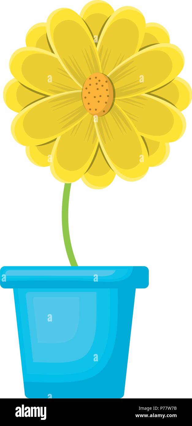 Beautiful flower in a pot icon over white background, vector ...