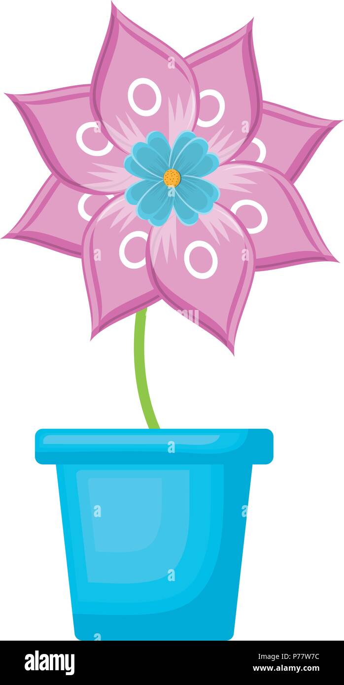 Beautiful flower in a pot icon over white background, vector ...
