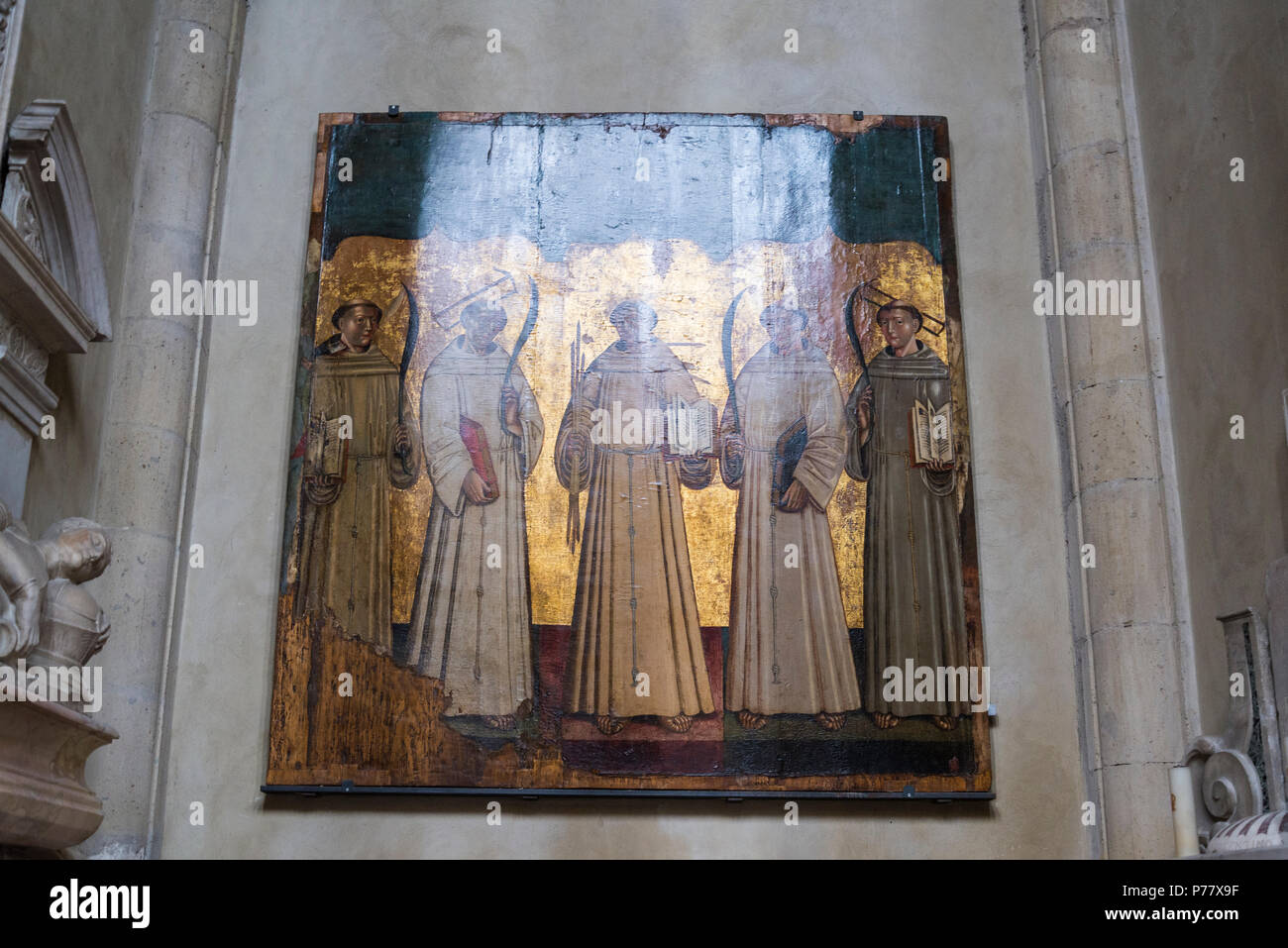 Basilica San Lorenzo Maggiore, Religious oil paining, Historic centre, Naples, Italy Stock Photo