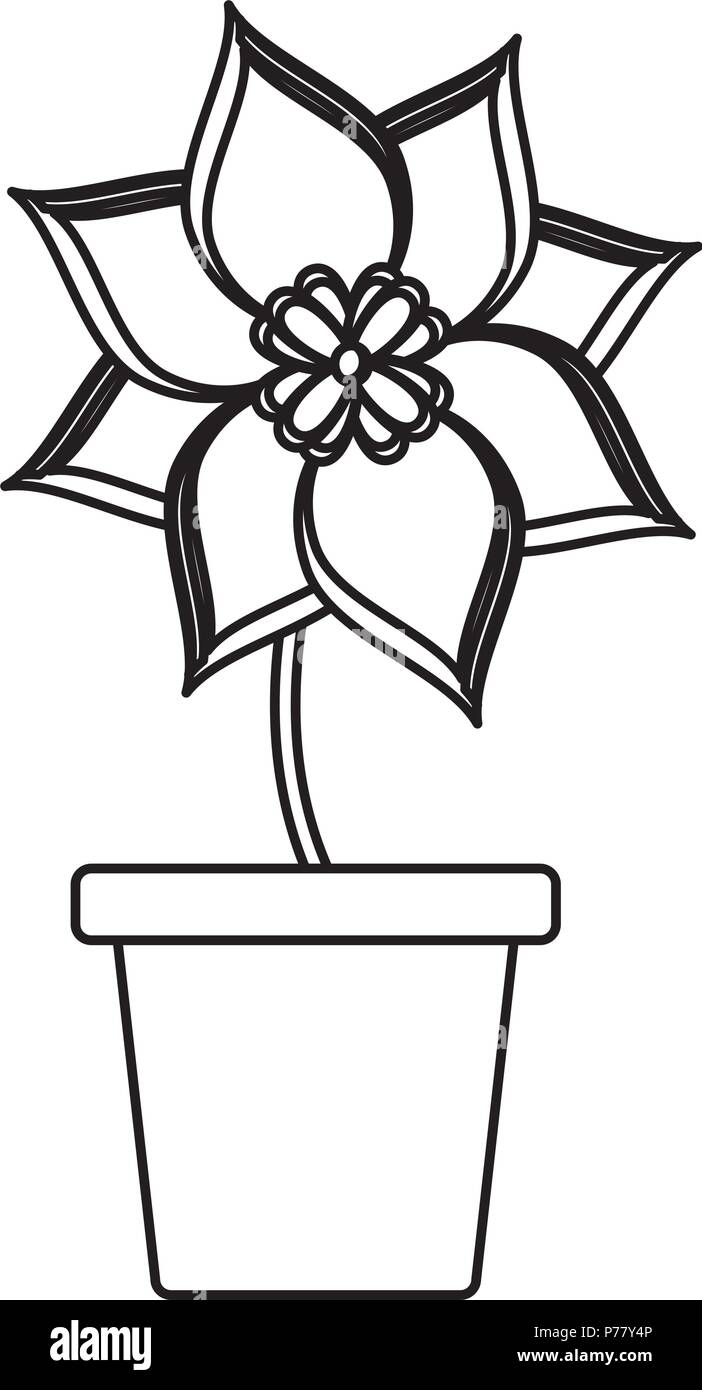 Beautiful flower in a pot icon over white background, vector ...