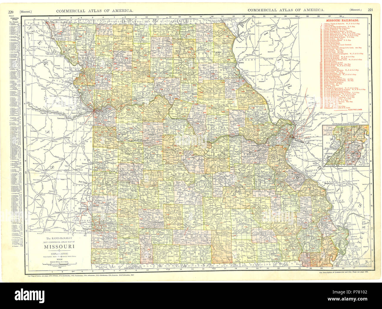 1913 Missouri Map Stock Photo