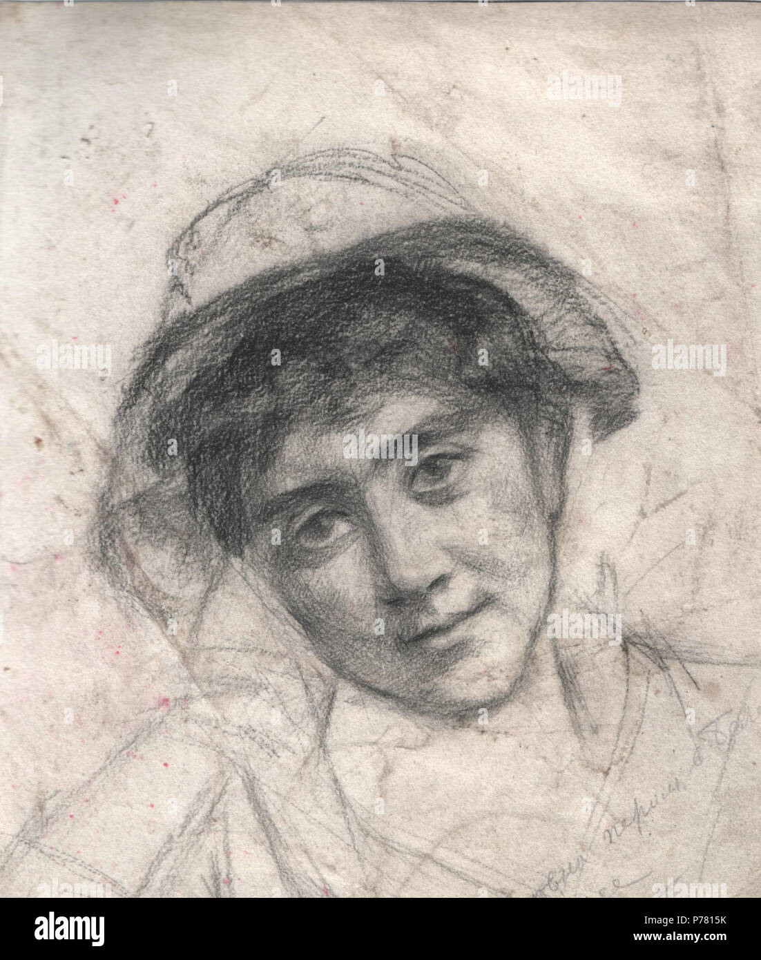 English: A Woman (self-portrait) . 1880s 5 Baruzdina-Woman Stock Photo