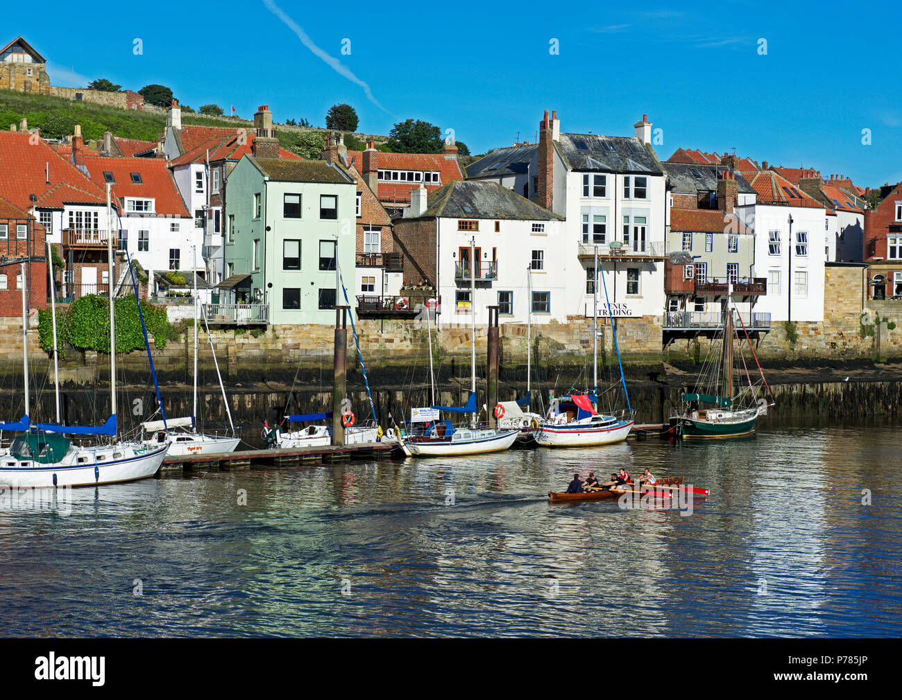 Rowing boat on River Esk, Whitby, North Yorkshire, England UK Stock