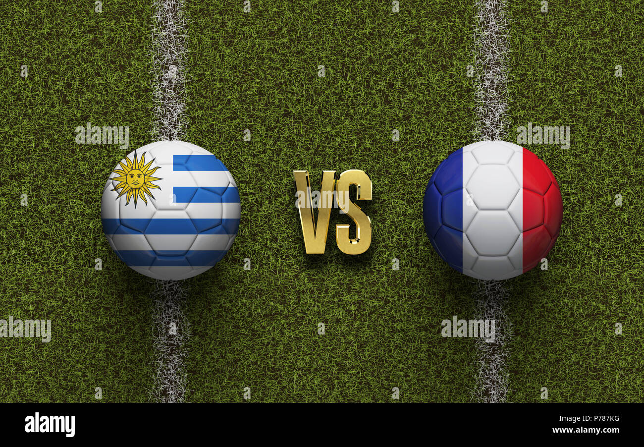 Uruguay versus France soccer quarter final match. 3D Rendering Stock Photo Alamy