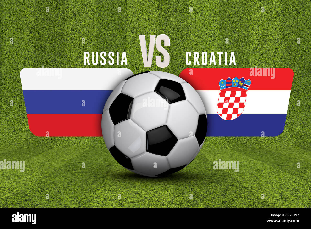 Croatian Vs. Russian Russia versus Croatia soccer quarter final match. 3D Rendering Stock ...