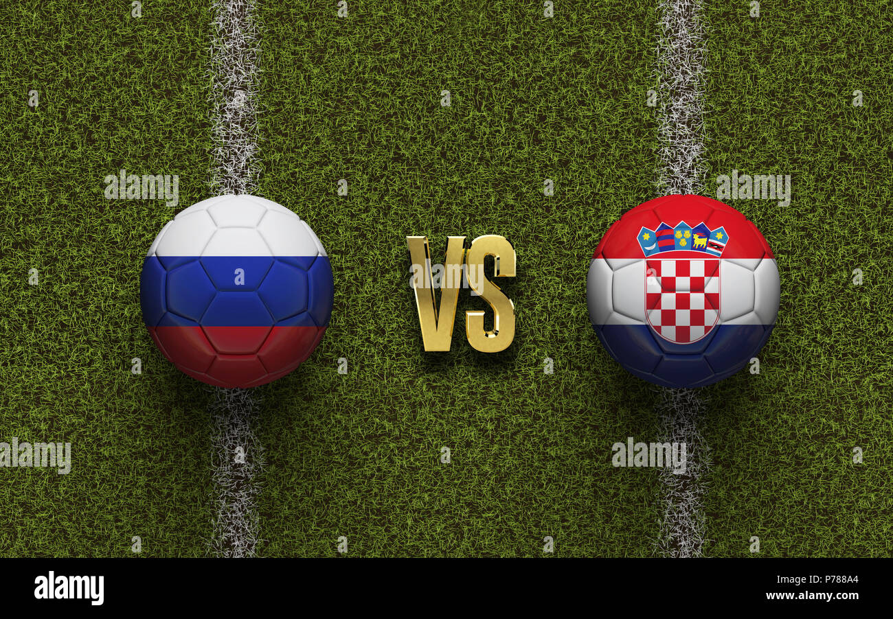 Croatian Vs. Russian Russia versus Croatia soccer quarter final match. 3D Rendering Stock ...