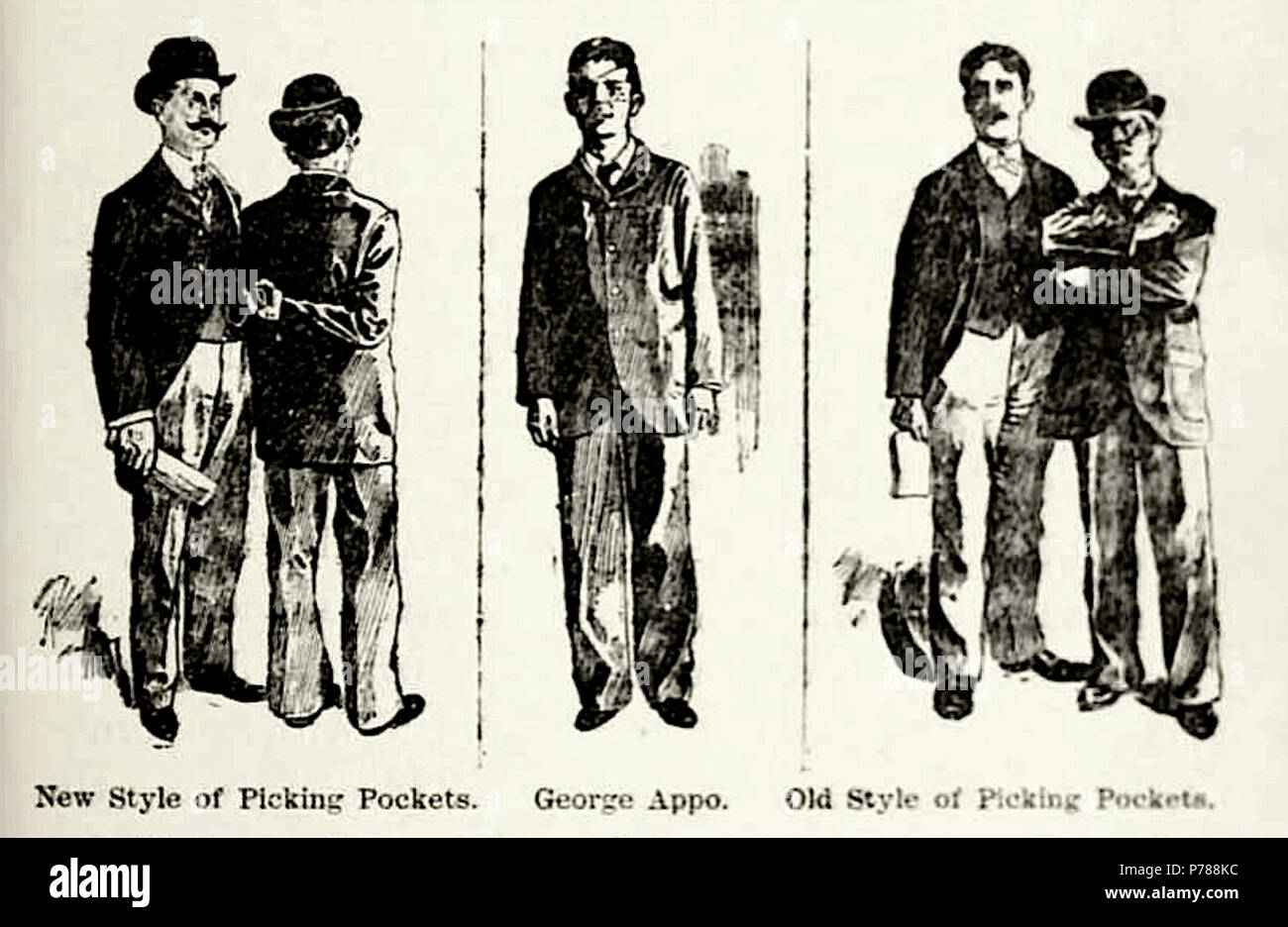 sketch 'pickpocket' with George Appo (1858-1930), New York criminal and son of the 'Chinese Devilman' Quimbo Appo . circa 1897 34 George Appo Pickpocket Stock Photo