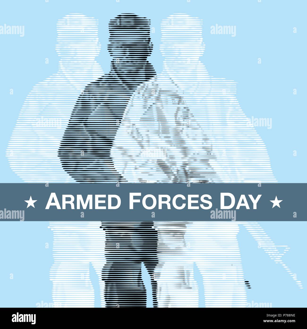 Armed forces day with soldier engrave style template poster design. Stock Vector