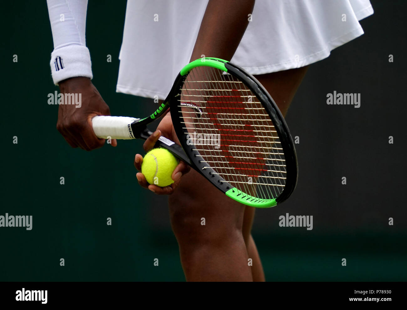 Venus Williams With Her Wilson Tennis Racket And Slazenger Ball On Day Three Of The Wimbledon Championships At The All England Lawn Tennis And Croquet Club Wimbledon Press Association Photo Picture Date