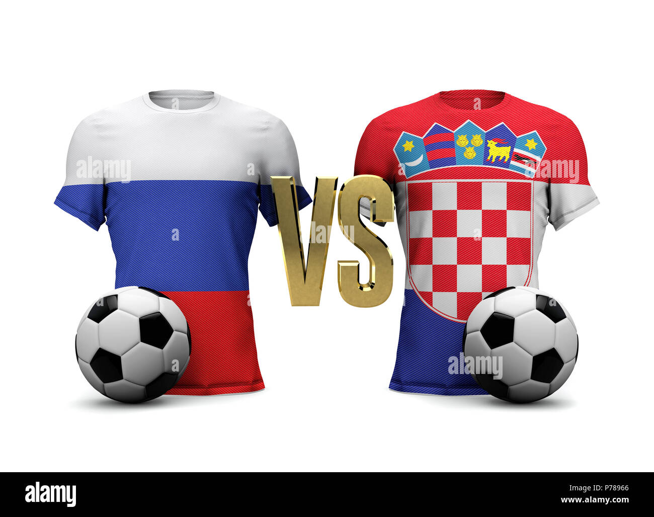 Croatian Vs. Russian Russia versus Croatia soccer quarter final match. 3D Rendering Stock ...