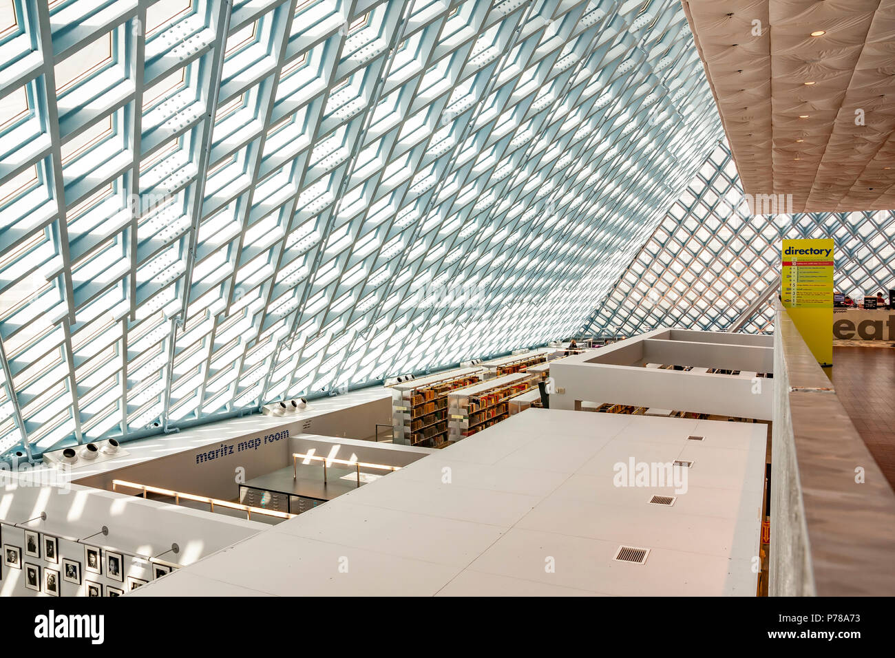 The interior of Seattle Central Library  the flagship library of The Seattle Public Library system ,Seattle ,WA, USA Stock Photo