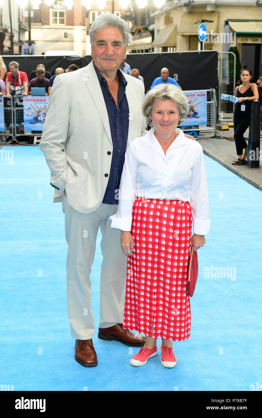 Jim Carter and Imelda Staunton attending the Swimming with Men premiere ...