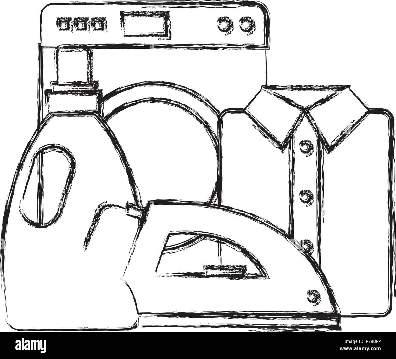 Wash Machine Laundry Service Stock Vector Art Illustration