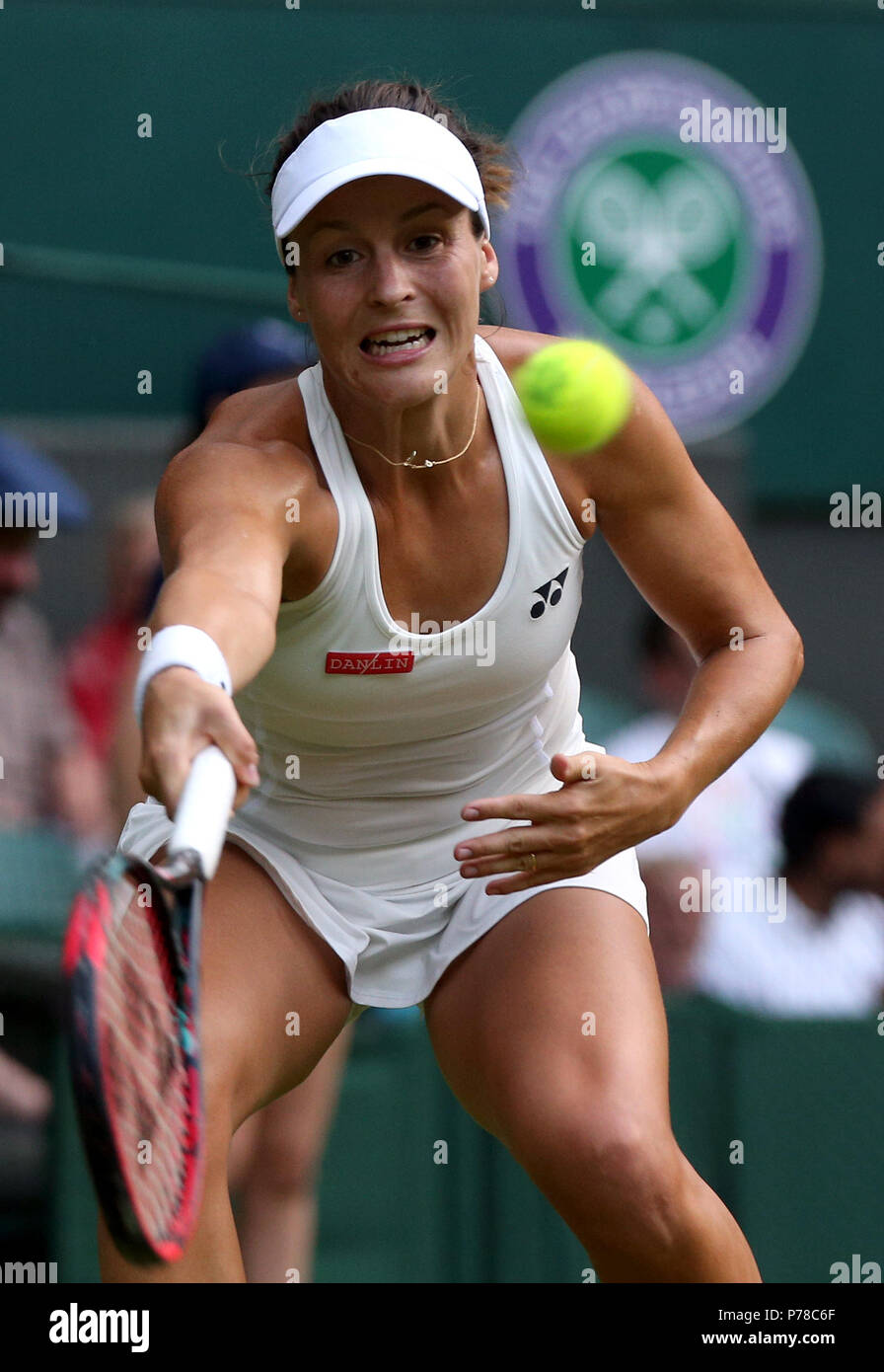 Tatjana Maria in action on day three of the Wimbledon Championships at the  All England Lawn Tennis and Croquet Club, Wimbledon Stock Photo - Alamy