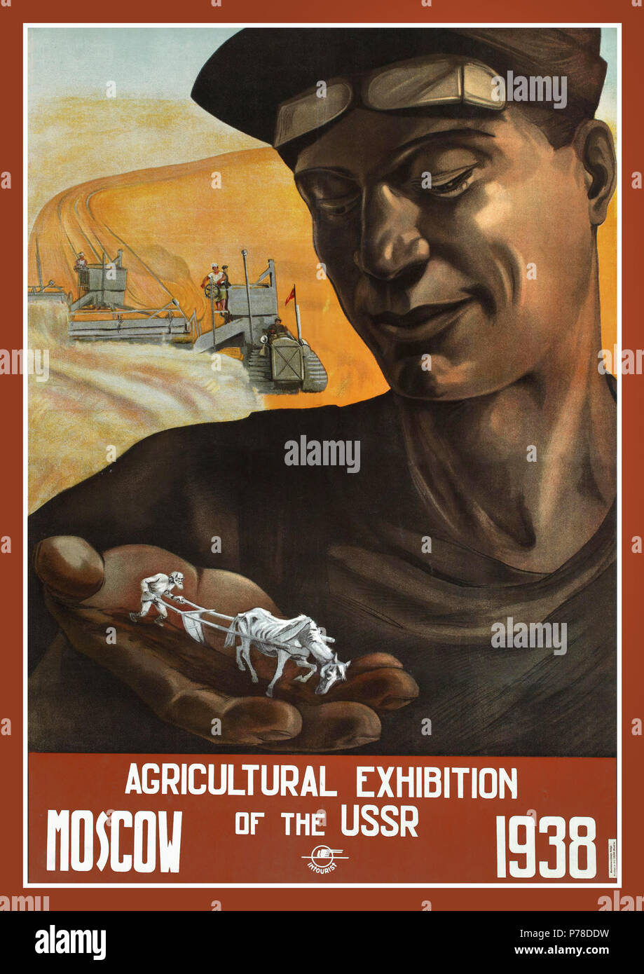 Vintage USSR Soviet Union Poster Agricultural exhibition of The USSR 1930's by Intourist company Moscow Soviet Union USSR 1938 Stock Photo