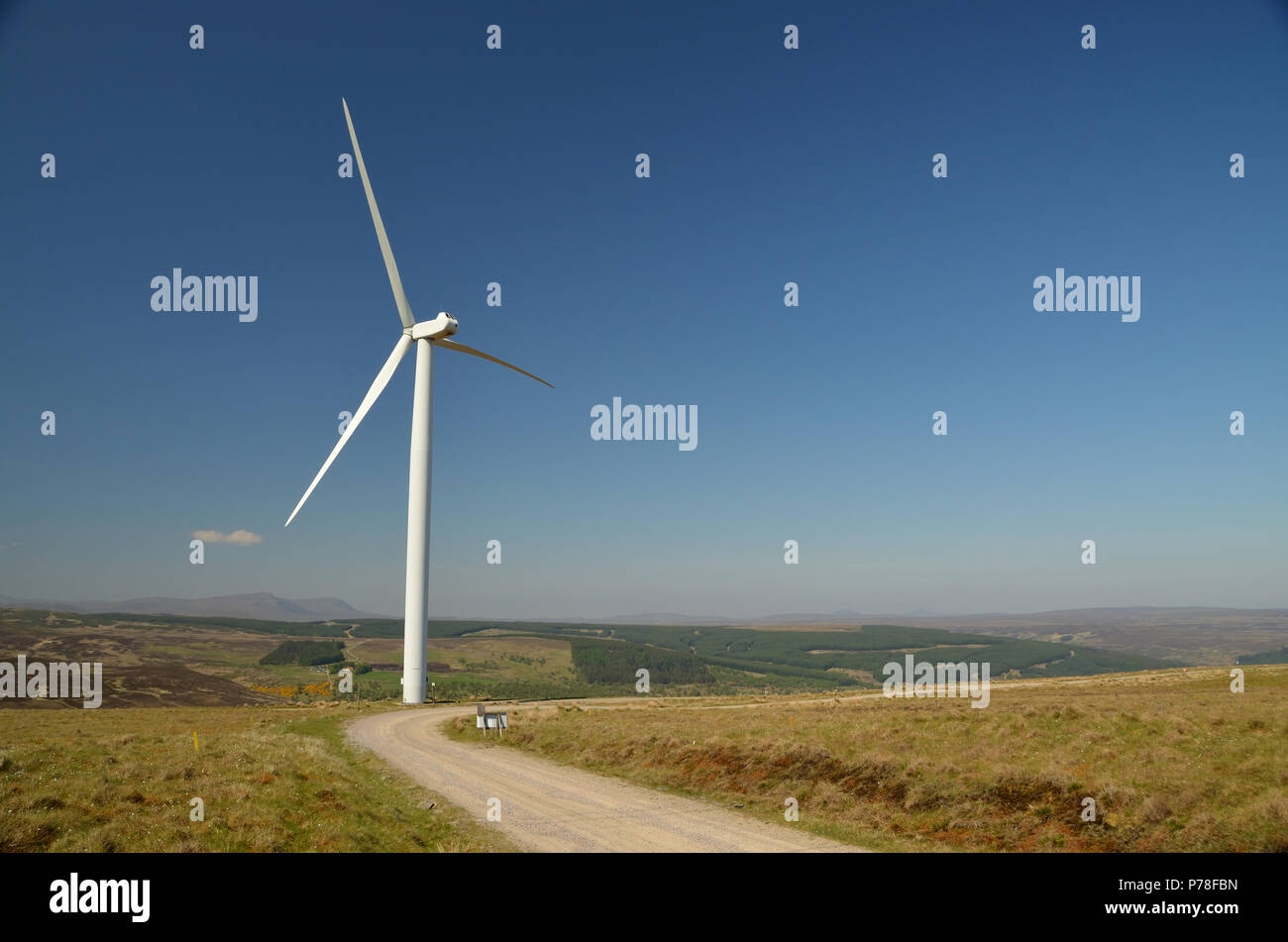 A Wind Turbine at Kilbraur in the Scottish Highlands Stock Photo