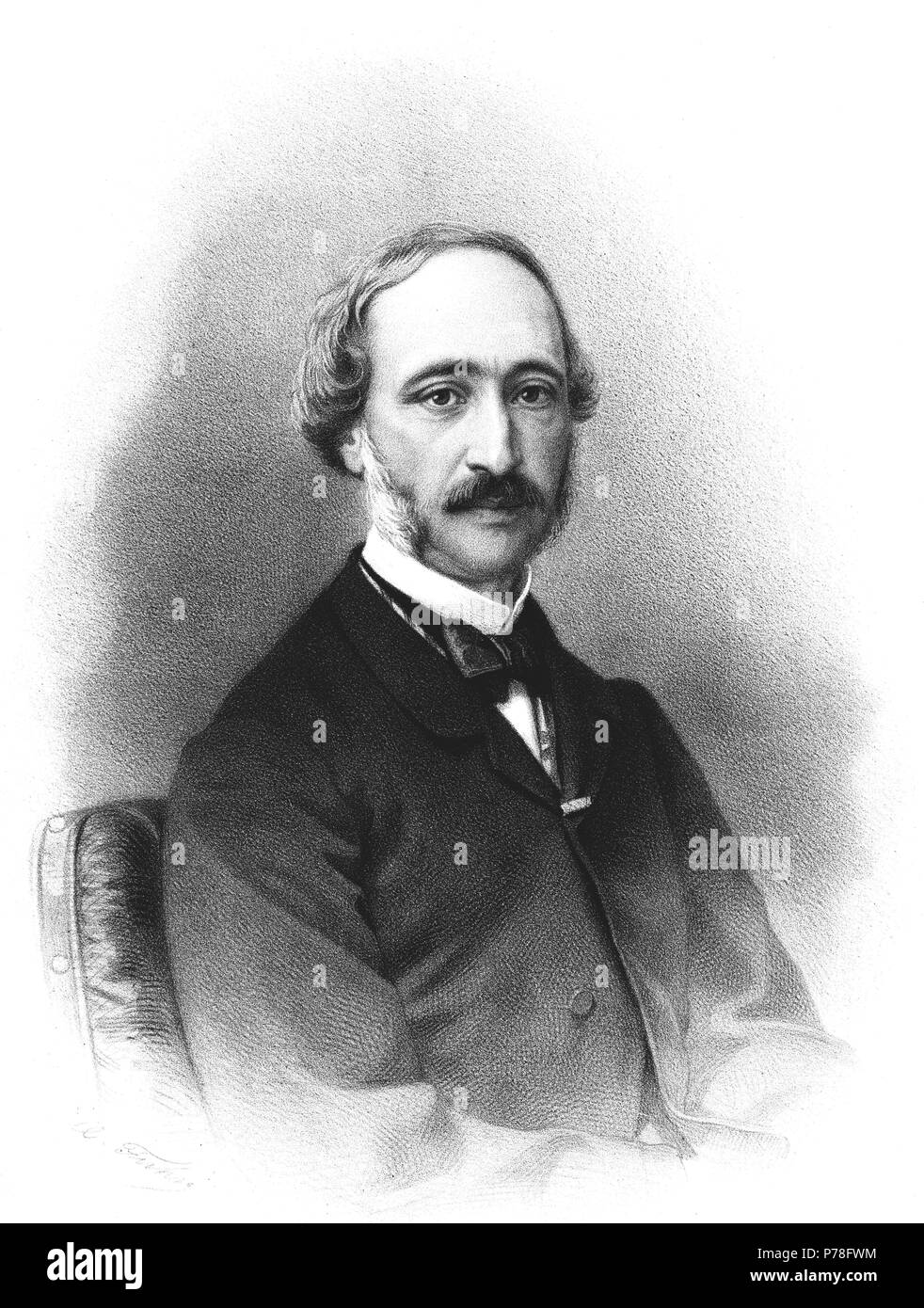 Becquerel, Alexandre-Edmond (1820-1891), doctor en ciencias, profesor de física y meteorología francés. Grabado de 1865. Stock Photo