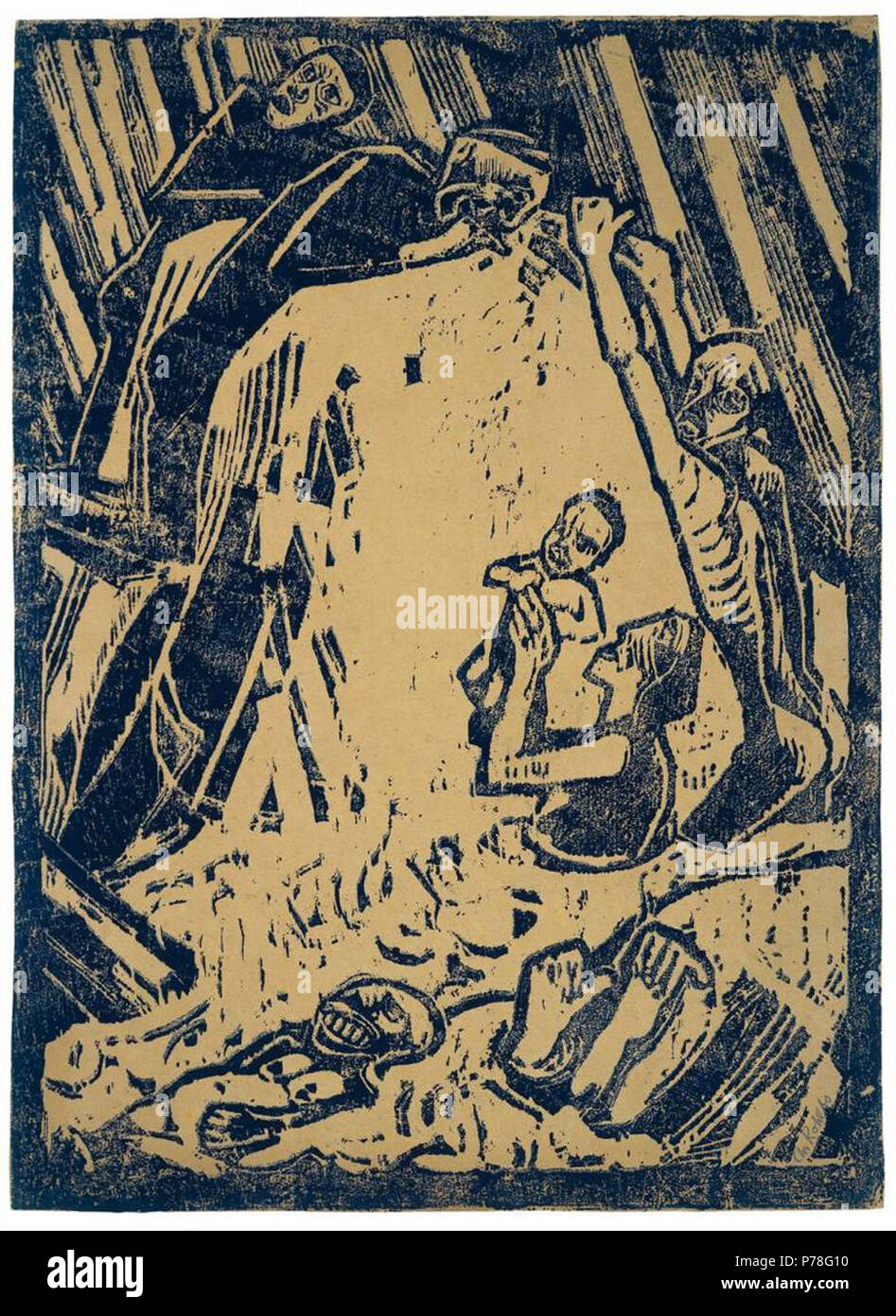 Sintflut. 1918. Holzschnitt in Blauschwarz auf braunem Papier. 70,7 x 51,5 cm . 1918 7 Christian Rohlfs Sintflut Stock Photo