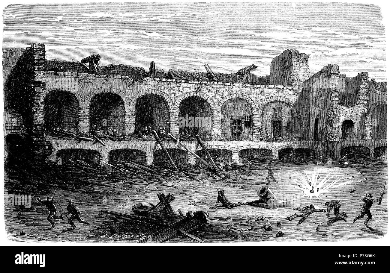 Estados Unidos de América. Guerra de secesión (1861-1865). Bombardeo de Fort Sumter (Carolina del sur) por las tropas confederadas en 1861. Grabado de 1863. Stock Photo