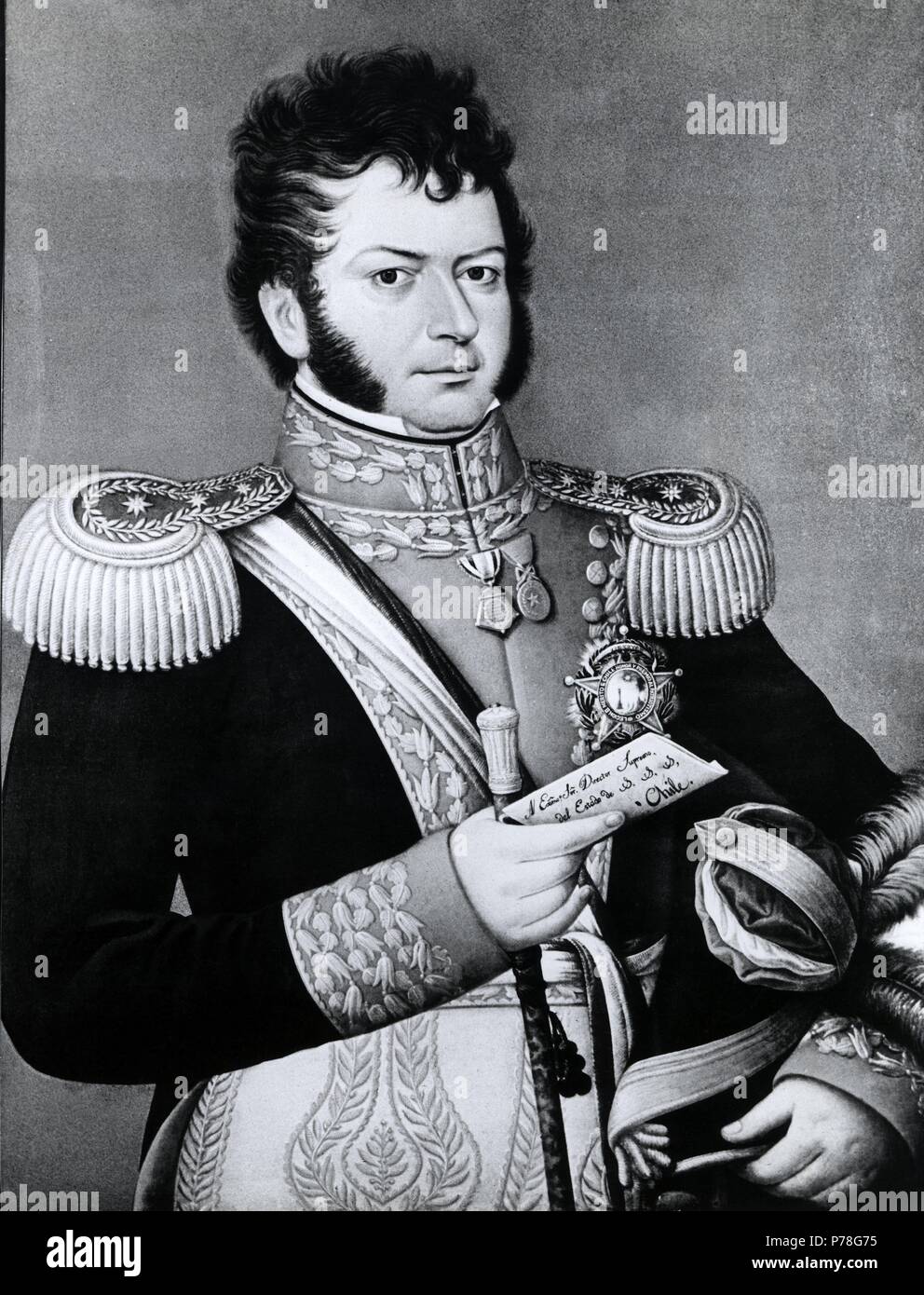 Bernardo O'Higgins (1778-1842), político y militar chileno, prócer de la independencia americana. Stock Photo