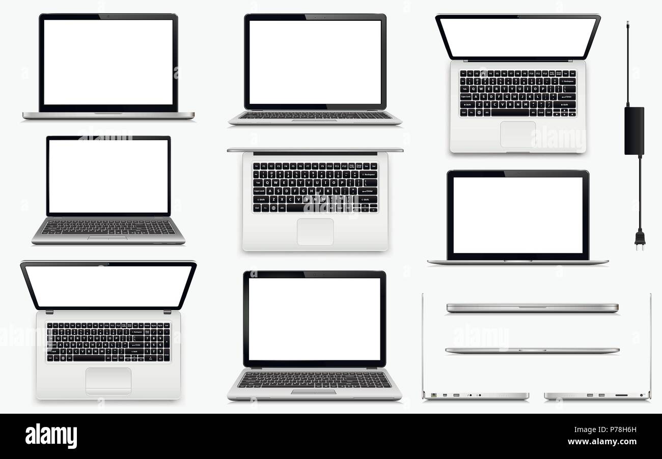 Modern laptops isolated on white background. Vector illustration. Stock Vector