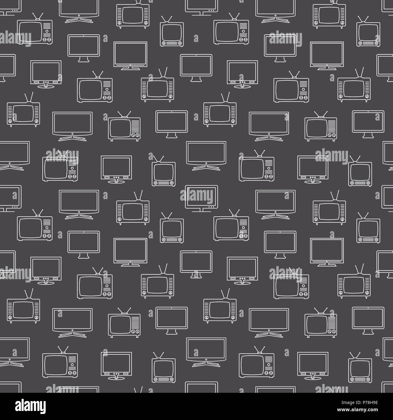 Tv icon in line style seamless pattern background. Television sign symbol pattern. Stock Vector