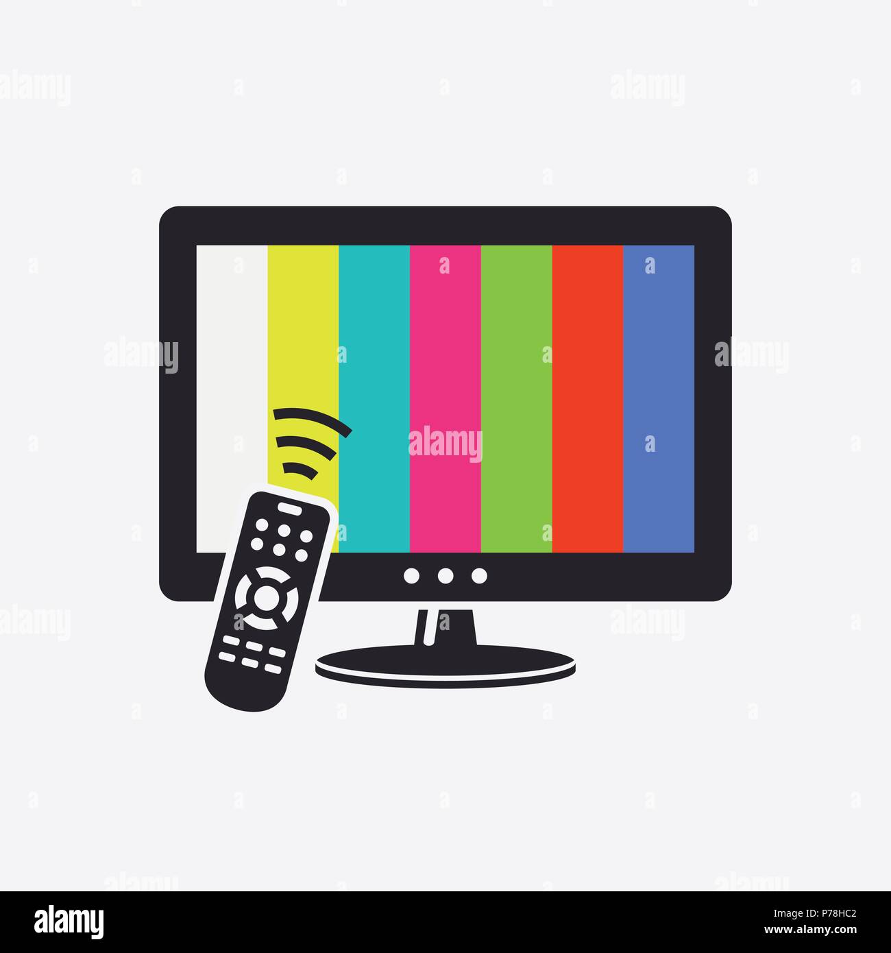 Smart TV with remote control icon. Vector illustration. Stock Vector