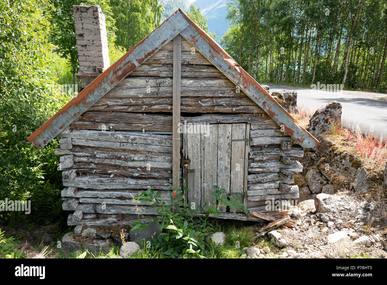 An old shed above Loen, Norway Stock Photo