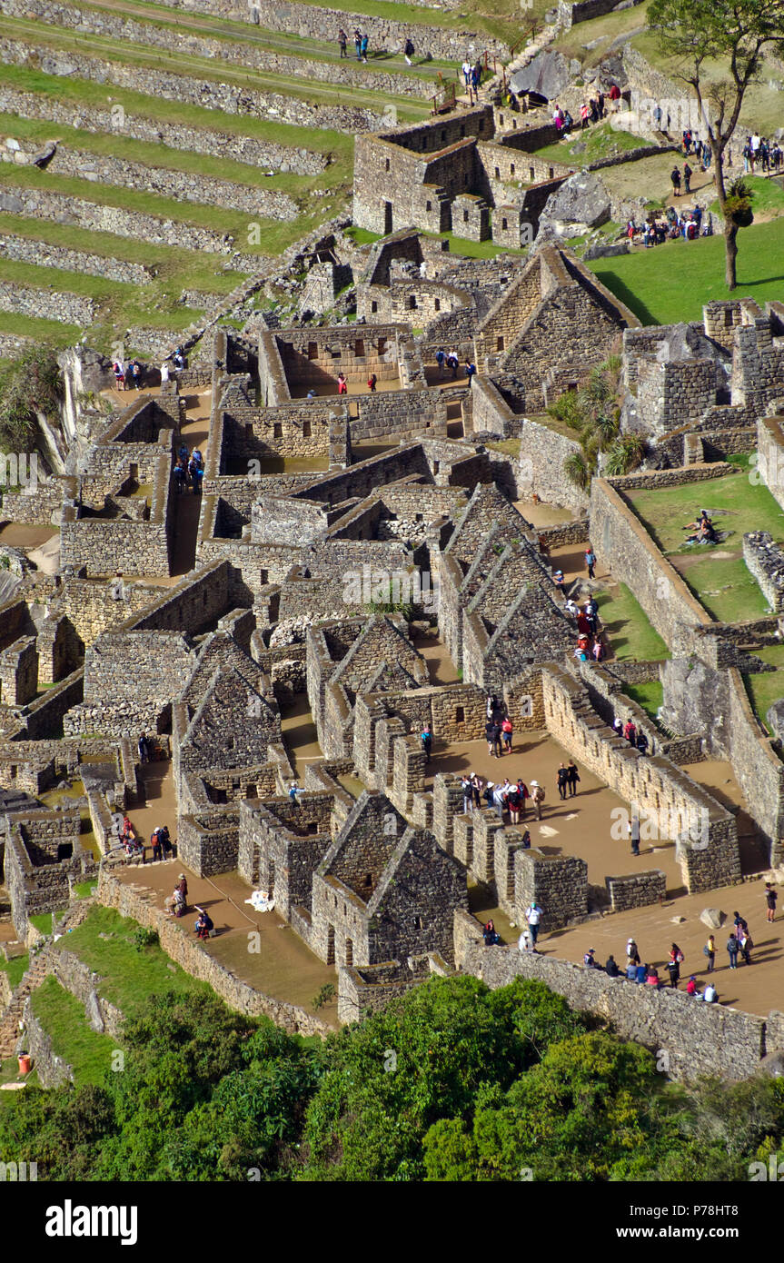 Inside Machu Picchu Ancient Inca CIty, Peru Stock Photo