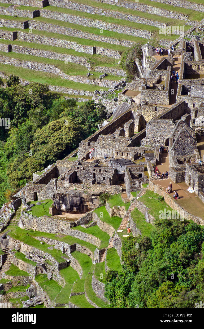 Inside Machu Picchu Ancient Inca CIty, Peru Stock Photo