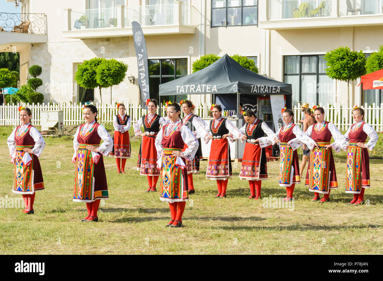 Kranevo, Bulgaria - June 10, 2018: People in authentic folklore costume ...