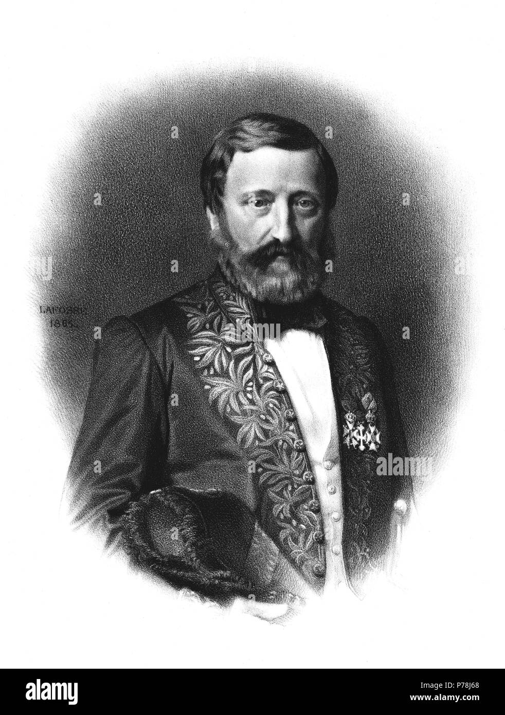 Berger de Xivrey, Jules (1801-1863), bibliotecario e historiador de las letras francés. Grabado de 1865. Stock Photo