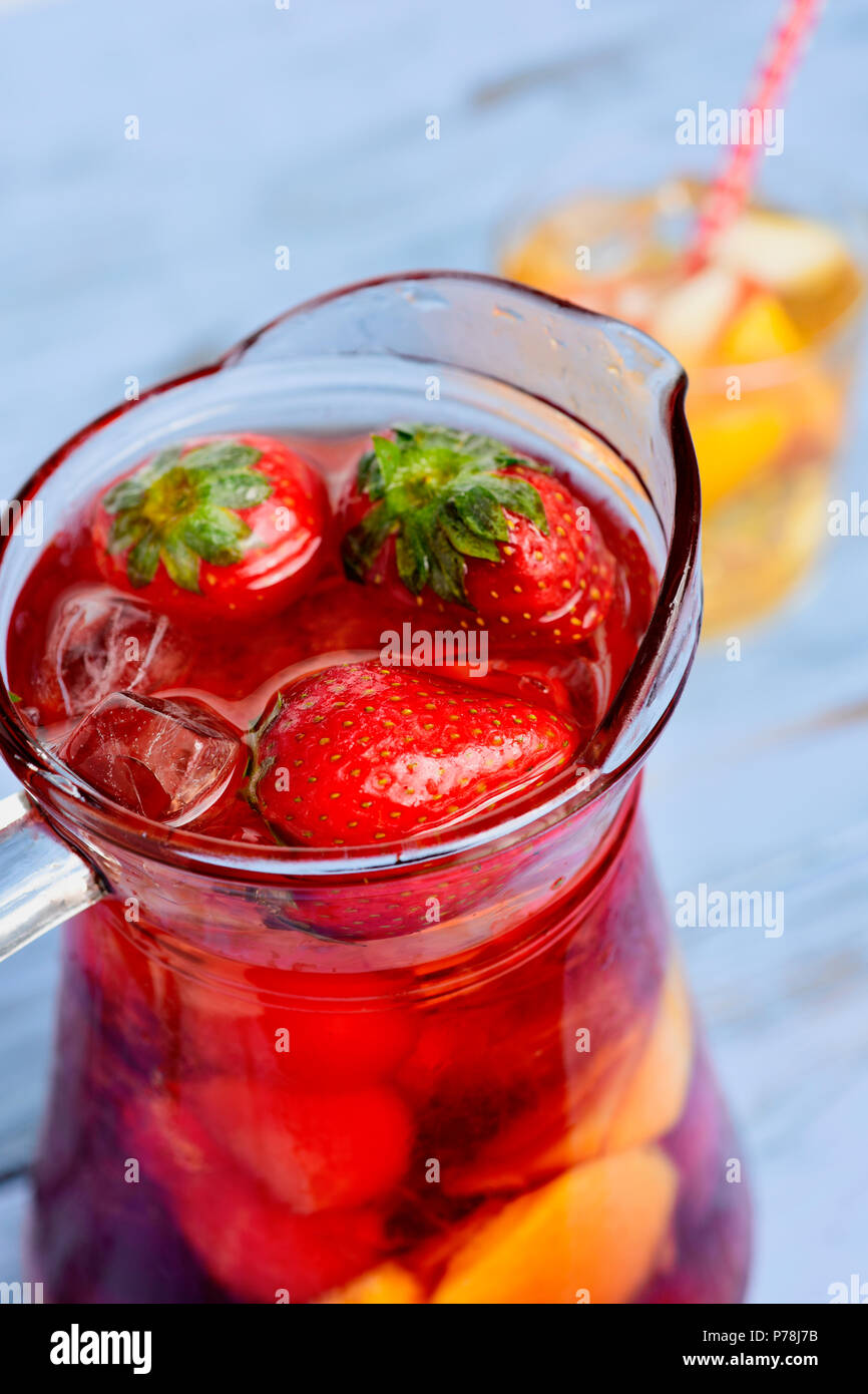 A Pitcher and Two Glasses with Spanish Sangria Stock Image - Image of  holiday, chopped: 122505775
