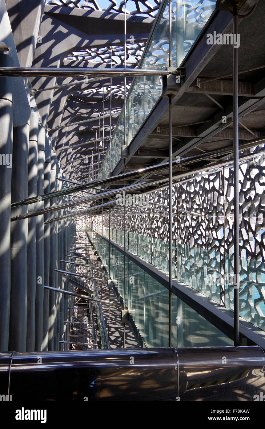 Mucem Ramp Marseille, MuCEM, View of the public pedestrian ramp between the outer ...