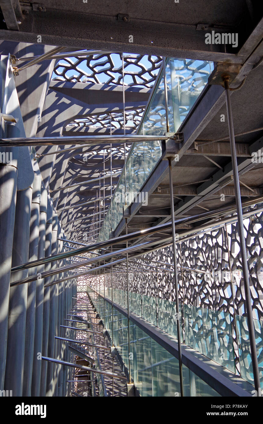Mucem Ramp Marseille, MuCEM, View of the public pedestrian ramp between the outer ...