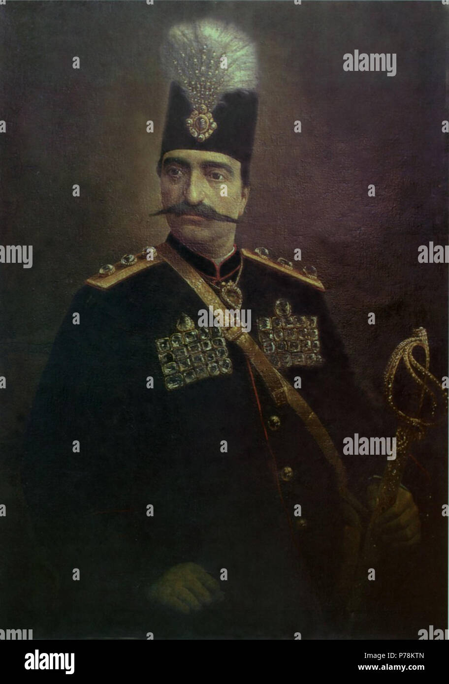 :    1268  English: Naseeruddin Shah portrait . 1900 43 Naser edin shah by Kamalolmolk Stock Photo