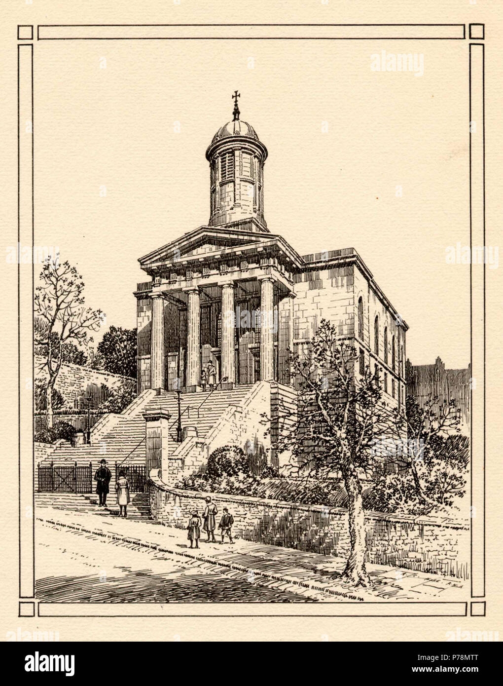 English: Plate etching of St George's Church, Brandon Hill, Bristol, UK ...