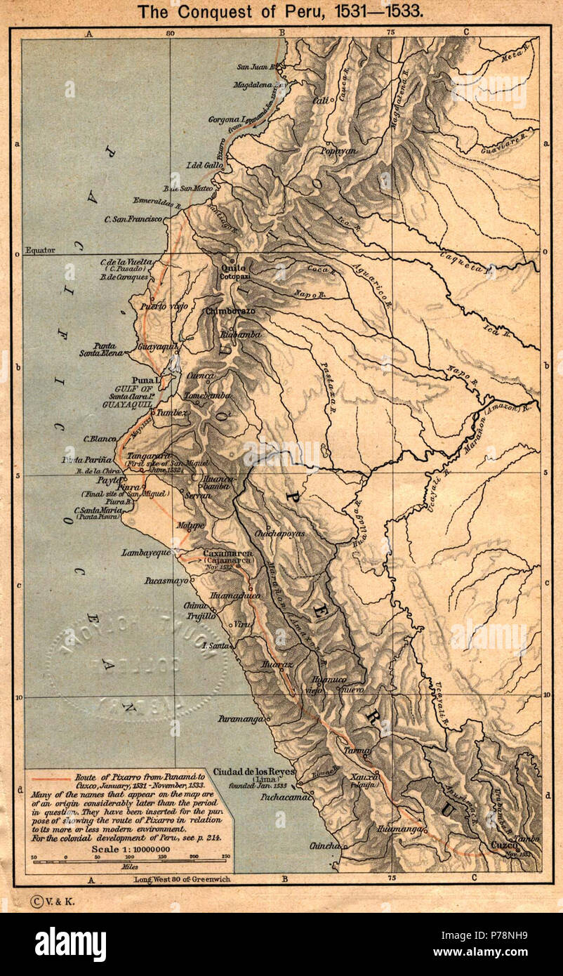'The Conquest of Peru, 1531 - 1533' . 1923 4 Conquest peru 1531 Stock Photo