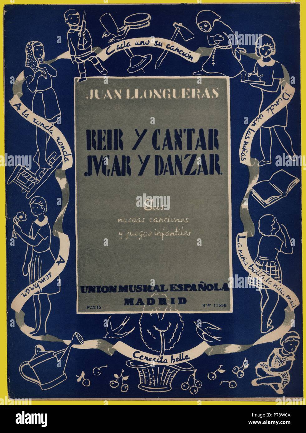 Catalunya. Partitura musical. Canciones juveniles Reir y CantarJugar y