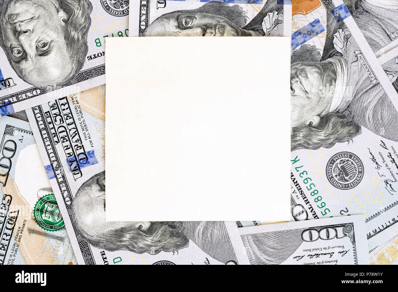 Download Money Background With White Paper Square Mockup Copyspace Place For Text Us Currency One Hundred Dollar Banknotes Background Financial Business An Stock Photo Alamy