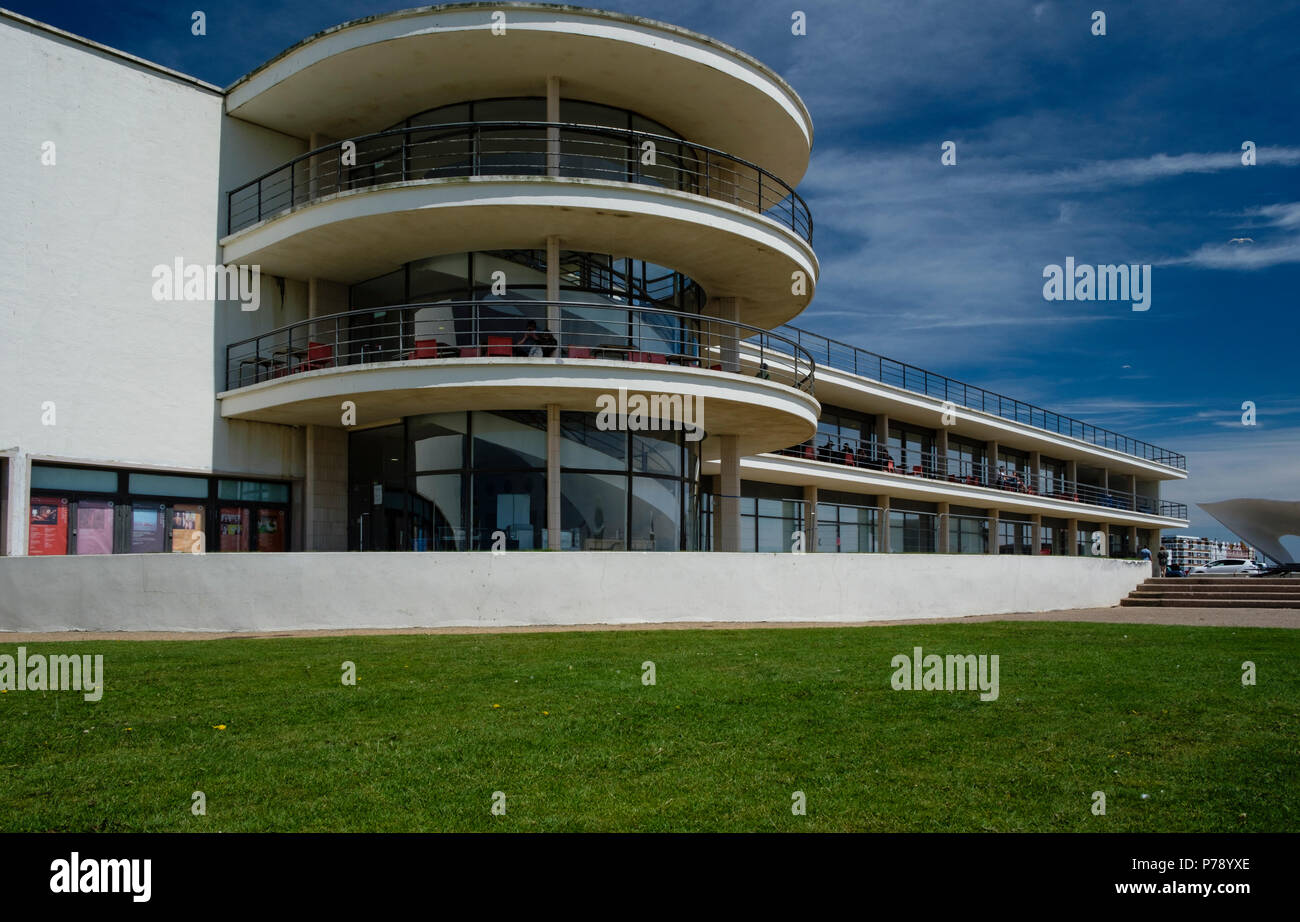 The De La Warr Pavilion at Bexhill-on-Sea, East Sussex was designed in the Modernist style by Erich Mendelsohn and Serge Chermayeff and built in 1935 Stock Photo