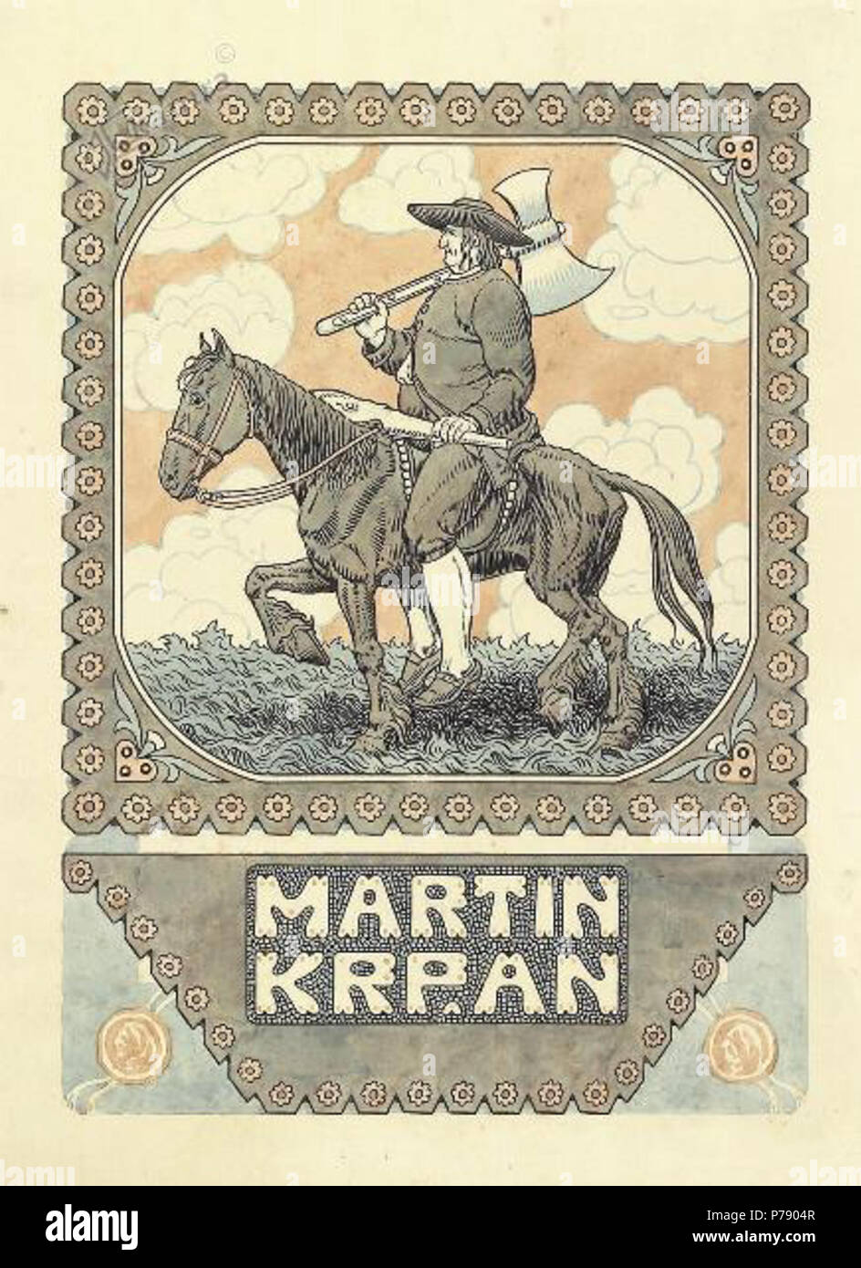 Ilustracija za naslovnico knjige Martin Krpan Stock Photo - Alamy