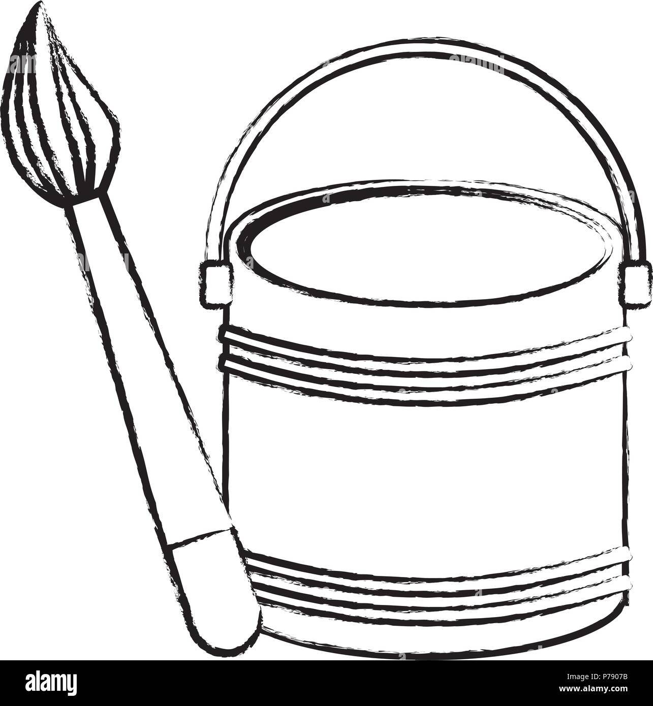 paint bucket and brush icon over white background, vector ...