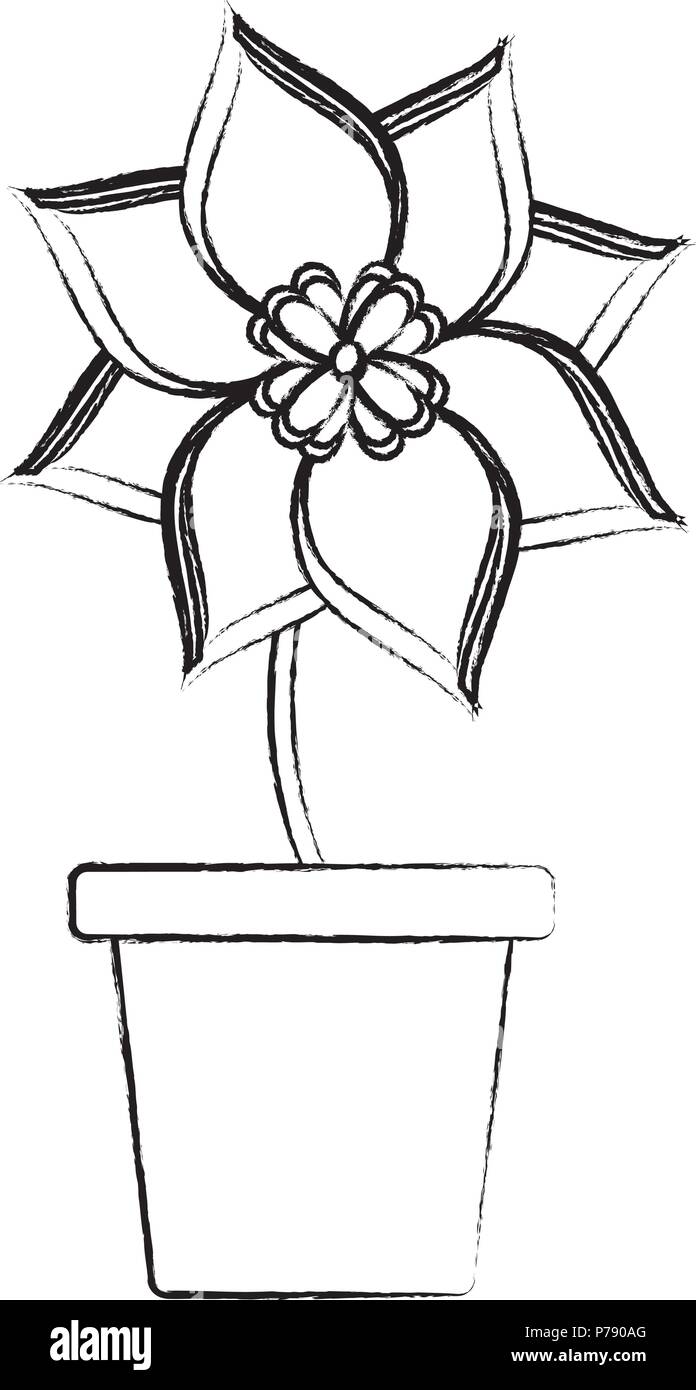 Beautiful flower in a pot icon over white background, vector ...