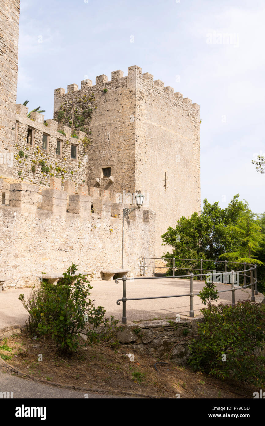 Italy Sicily medieval walled town Erice on Monte San Giuliana cult Venus Erycina 12th century Norman Castle of Venus Castello di Venere Balio Stock Photo